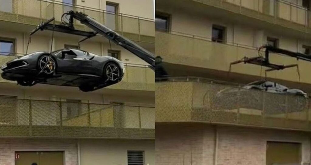 Yer bulamayınca 15 milyonluk Ferrari’sini balkona park etti